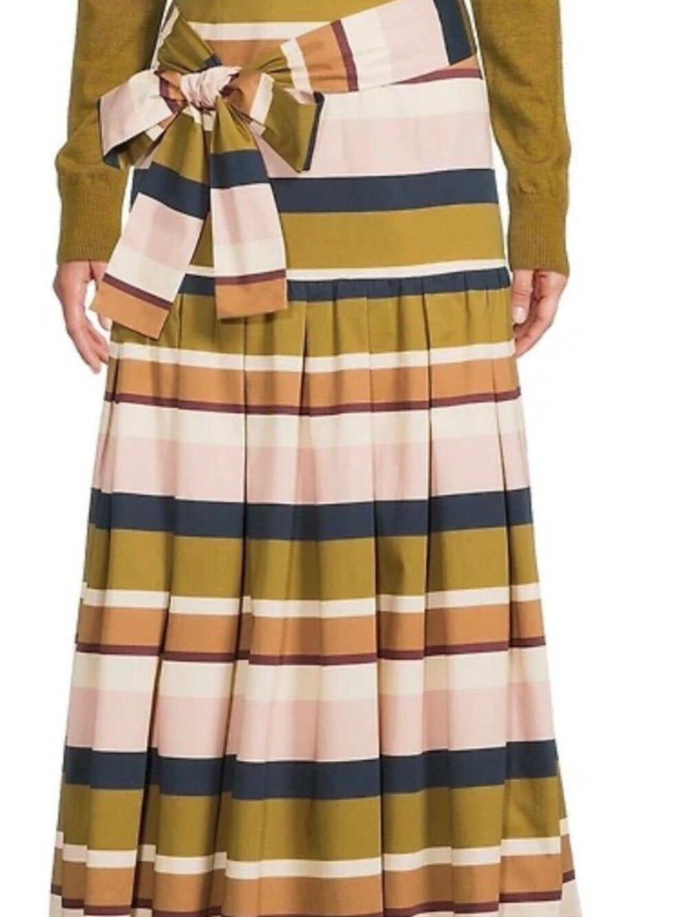Antonio Melani x Style Bungalow The Town Sateen Stripe A-Line Midi Skirt Size 0